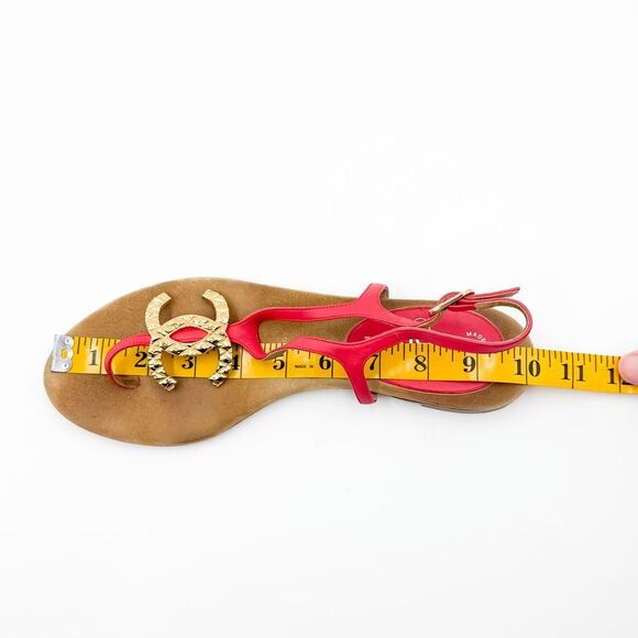 Chanel Interlocking CC Logo Rouge Leather Sandals EU 40C - Picture 12 of 12